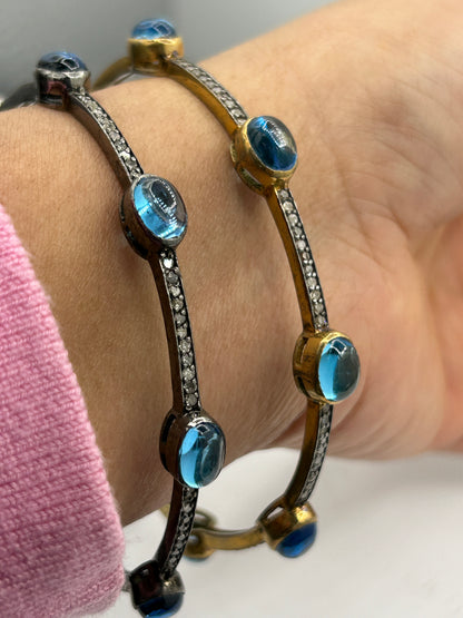 Blue Topaz Diamond Bangle