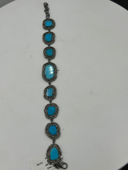 Sliced Turqouise Diamond Designer Bracelet