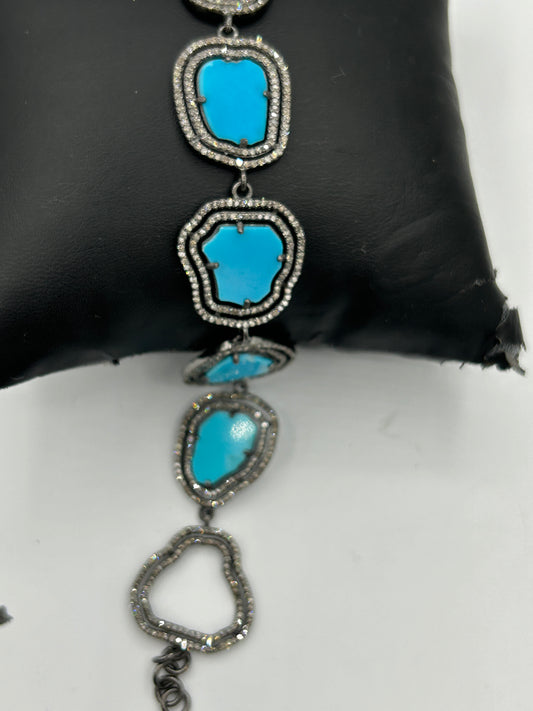Sliced Tourquise Diamond Designer Bracelet