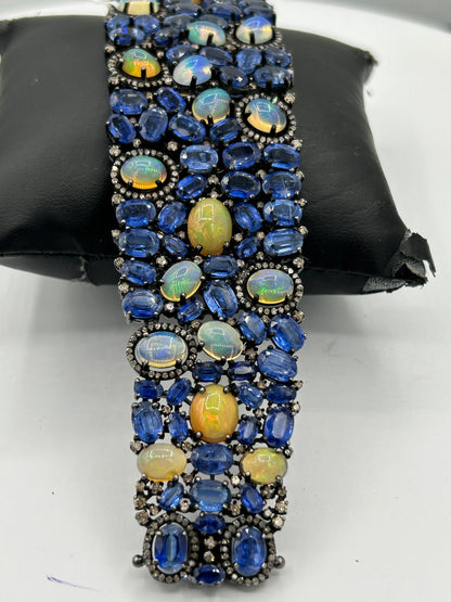 Opal and Kynite Designer Bracelet with Diamonds