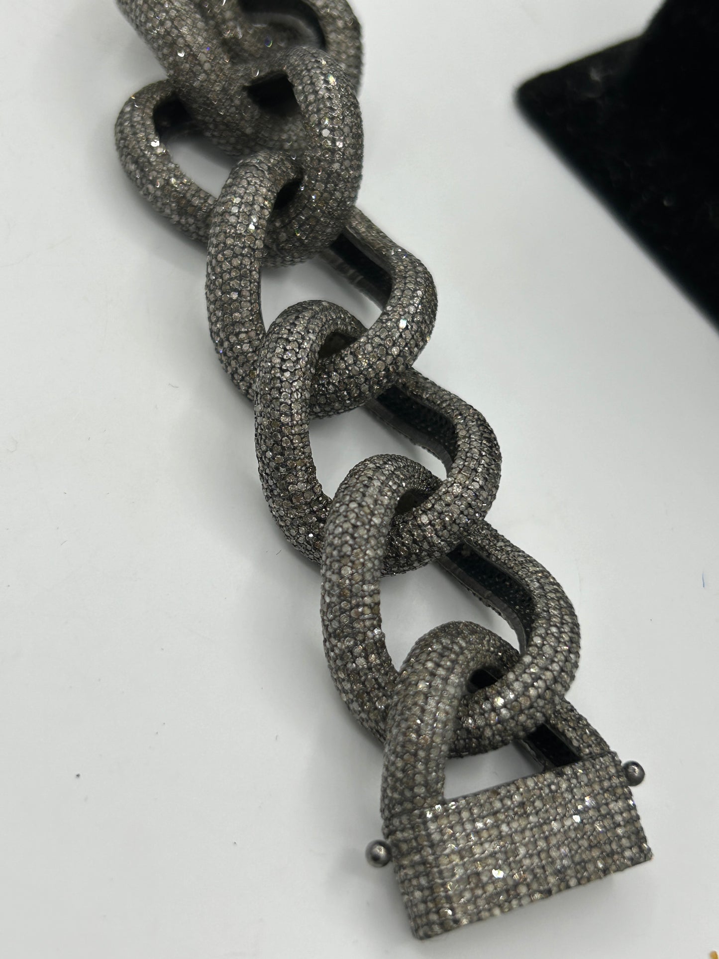 Sterling Silver Link  Diamond Designer Bracelet