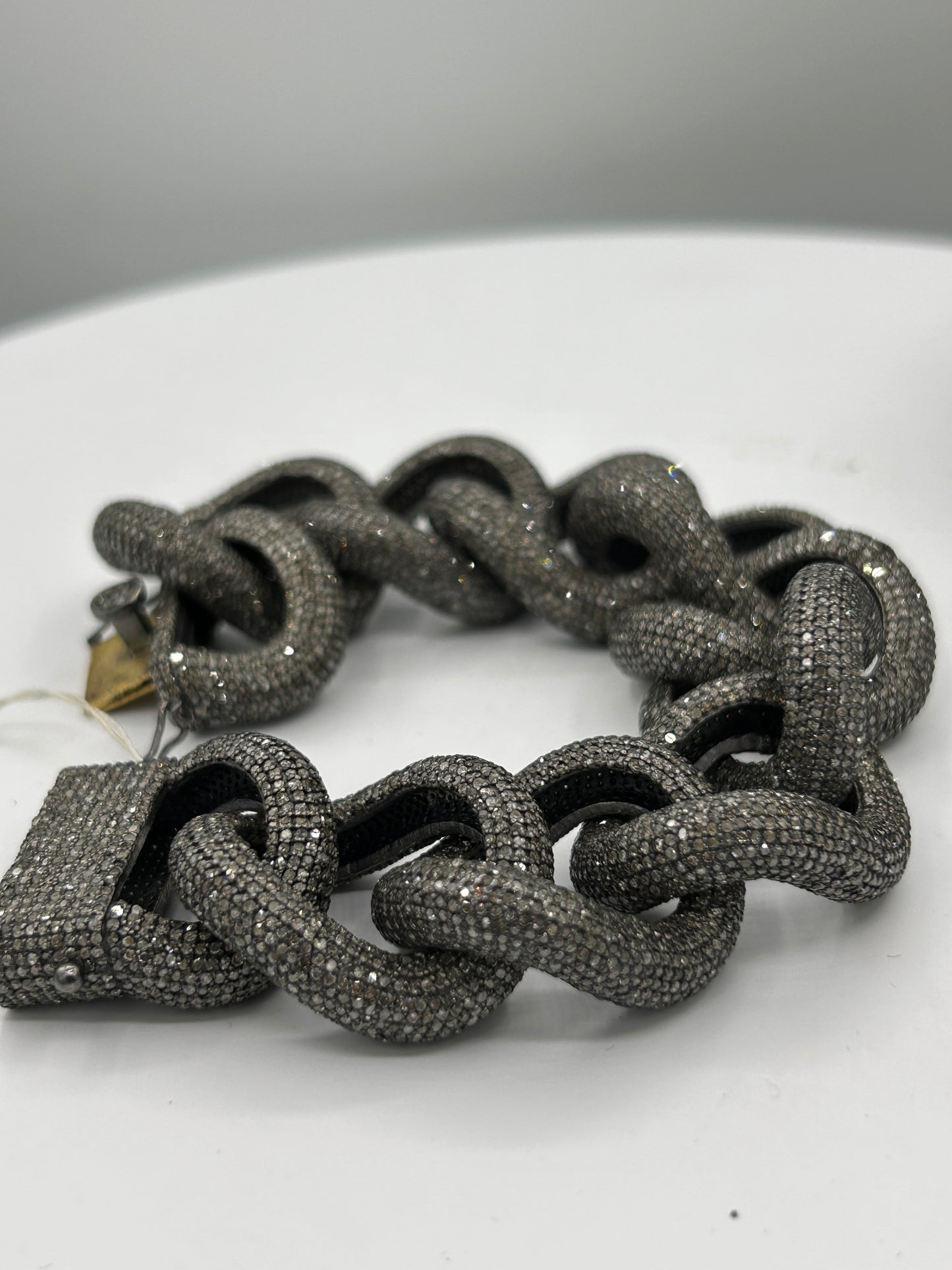 Sterling Silver Link  Diamond Designer Bracelet