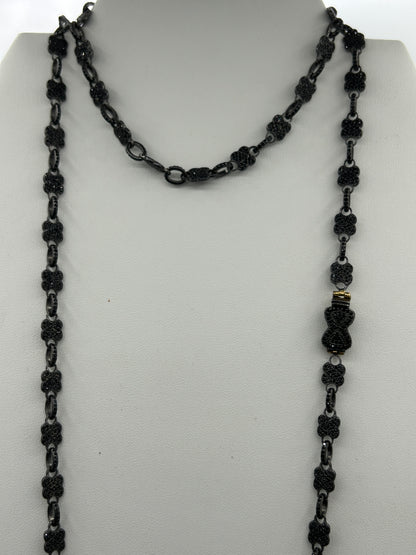 Sterling Silver Black Spinel Link Necklace