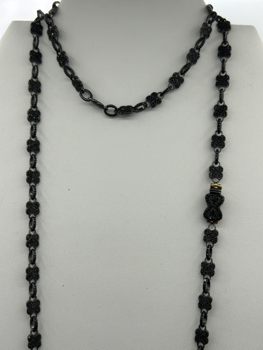 Sterling Silver Black Spinel Link Necklace