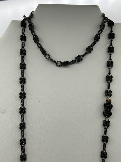 Sterling Silver Black Spinel Link Necklace