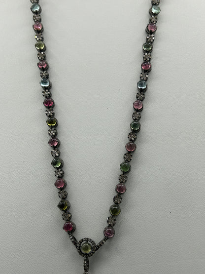 Tourmaline Long Necklace with Diamonds