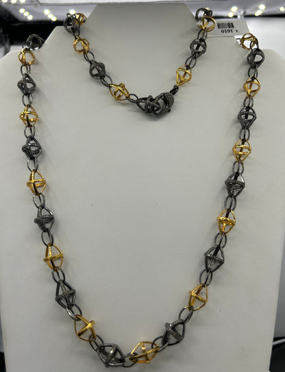 TwoTone Link Diamond Long Necklace
