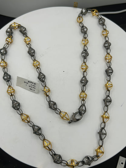 TwoTone Link Diamond Long Necklace