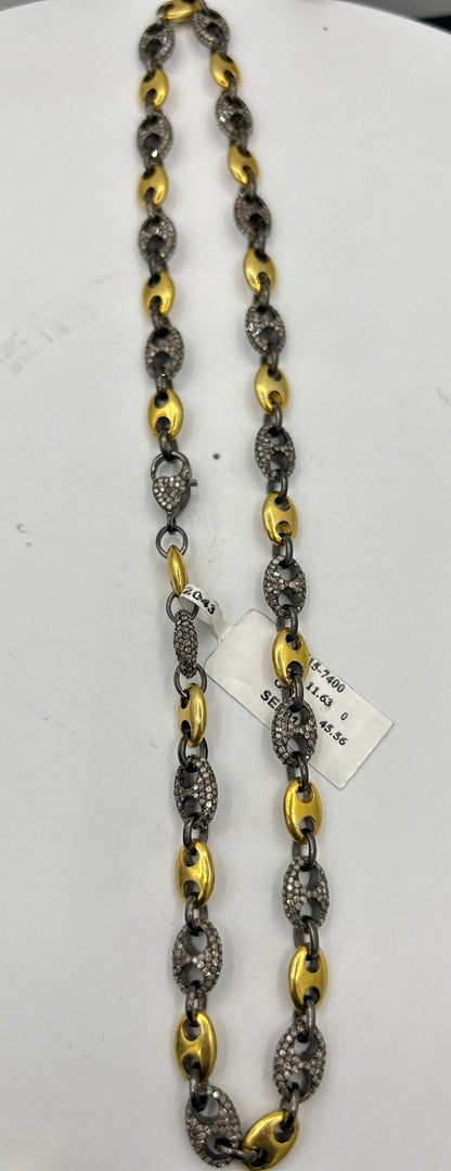 TwoTone Link Diamond Necklace