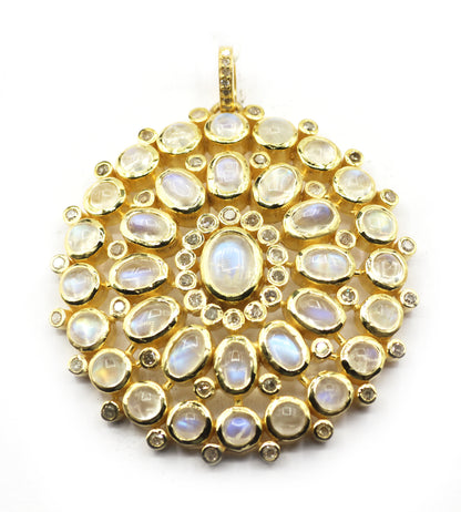Oval 92.5 Silver Pave Diamond Pendant