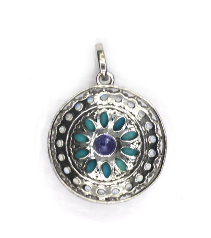 Round Silver Pave Diamond Pendant
