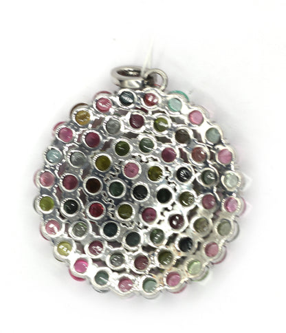 Round Silver Pave Diamond Pendant