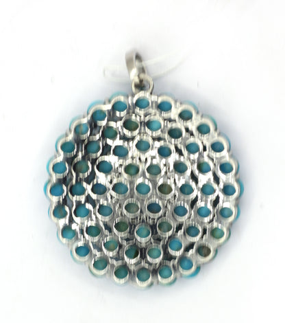 Round Silver Pave Diamond Pendant