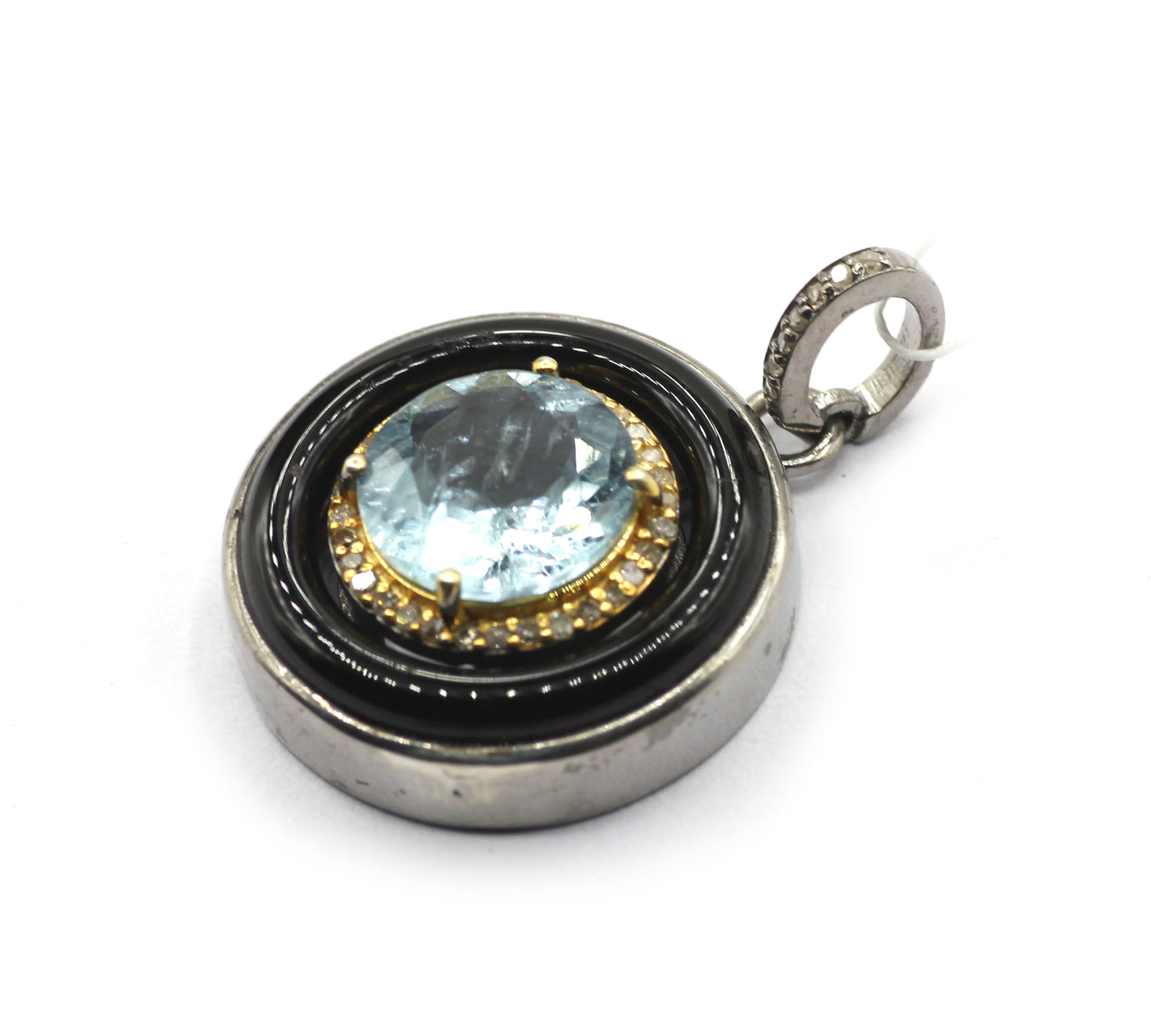 Round 92.5 Silver Pave Diamond Pendant