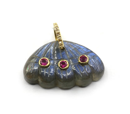 Labradorite Stone Pave Diamond Pendant