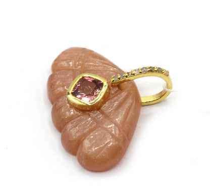 Moon Stone Pave Diamond Pendant