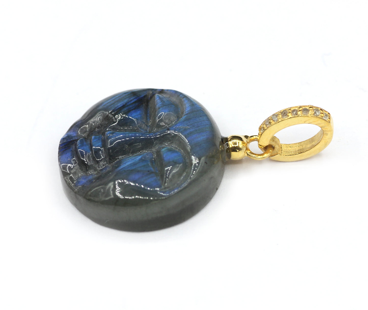 Labradorite Face Pave Diamond Pendant