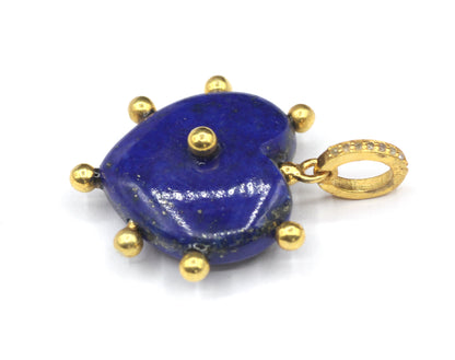 Heart Lapis lazuli Pave Diamond Pendant