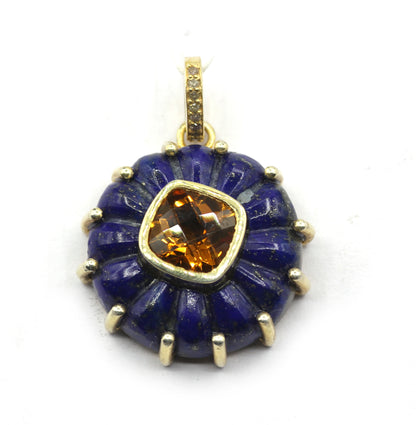 Lapis Lazuli Pave Diamond Pendant