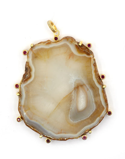 Agate Nature Pave Diamond Pendant