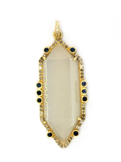 Pencil Silver Pave Diamond Pendant