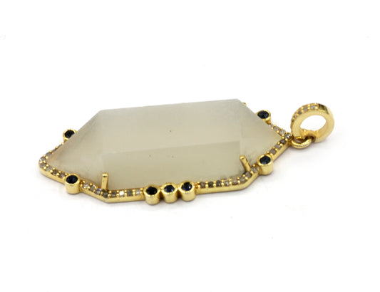 Pencil Silver Pave Diamond Pendant