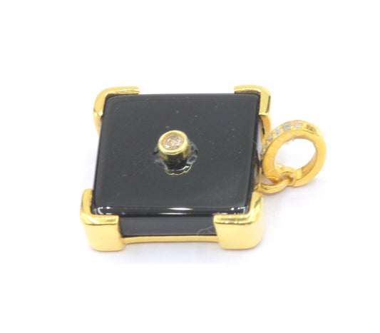 Black Onyx Pave Diamond Pendant