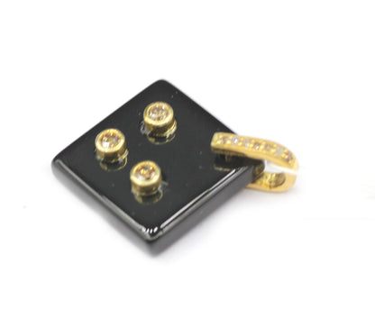 Black Onyx Silver Pave Diamond Pendant