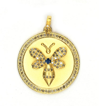 Round Silver Pave Diamond Pendant