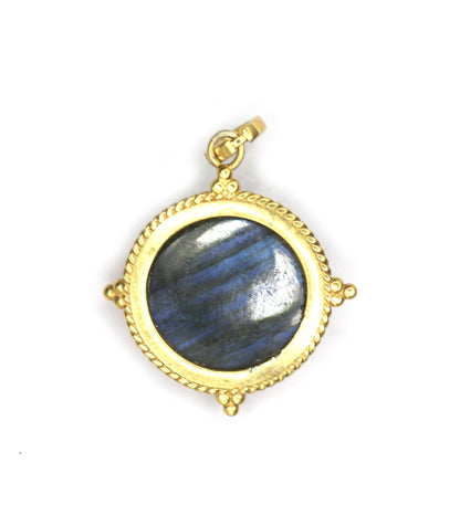 Round Silver Pave Diamond Pendant