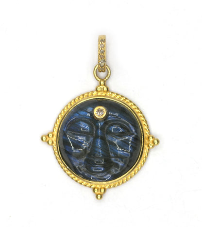 Round Silver Pave Diamond Pendant