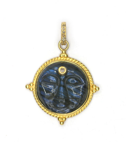 Round Silver Pave Diamond Pendant