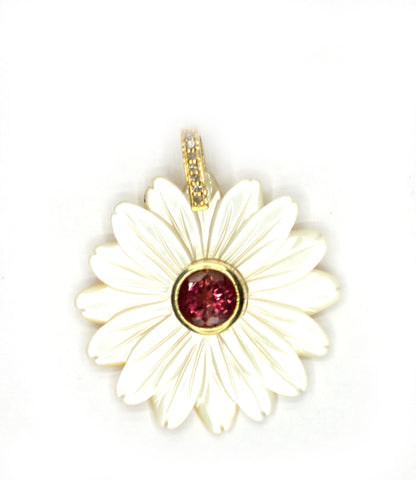 Flower Silver Pave Diamond Pendant