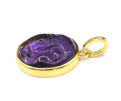 Amethyst Oval Pave Diamond Pendant