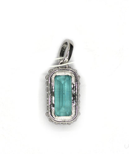 Rectangle Silver Pave Diamond Pendant
