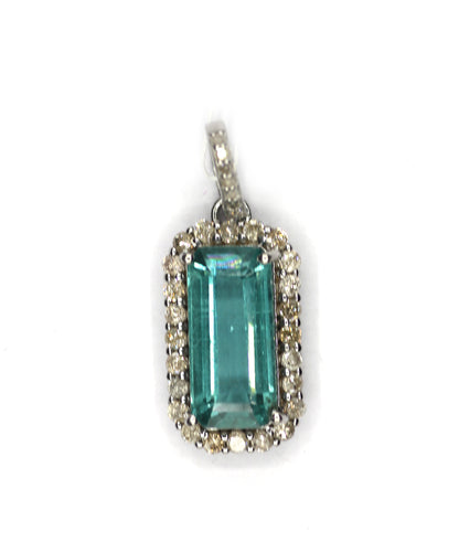 Rectangle Silver Pave Diamond Pendant