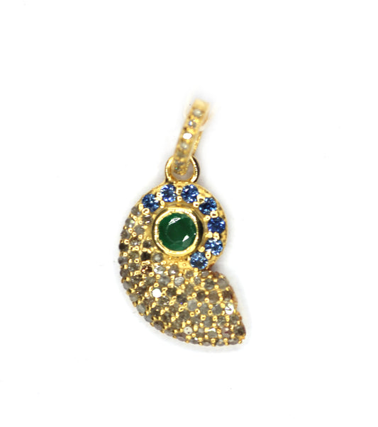 Mollusc shell Silver Pave Diamond Pendant