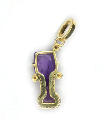 Wine Silver Pave Diamond Pendant