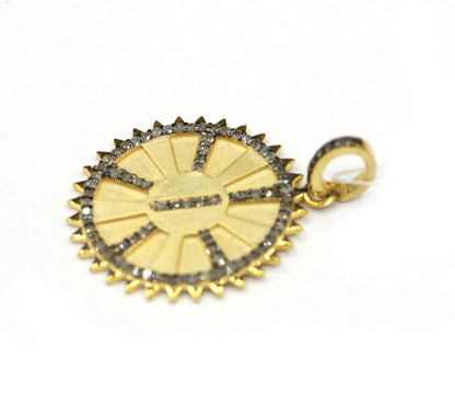 Round star pendant, 26 mm, 0.69 ct diamonds, 925 silver with gold-tone center