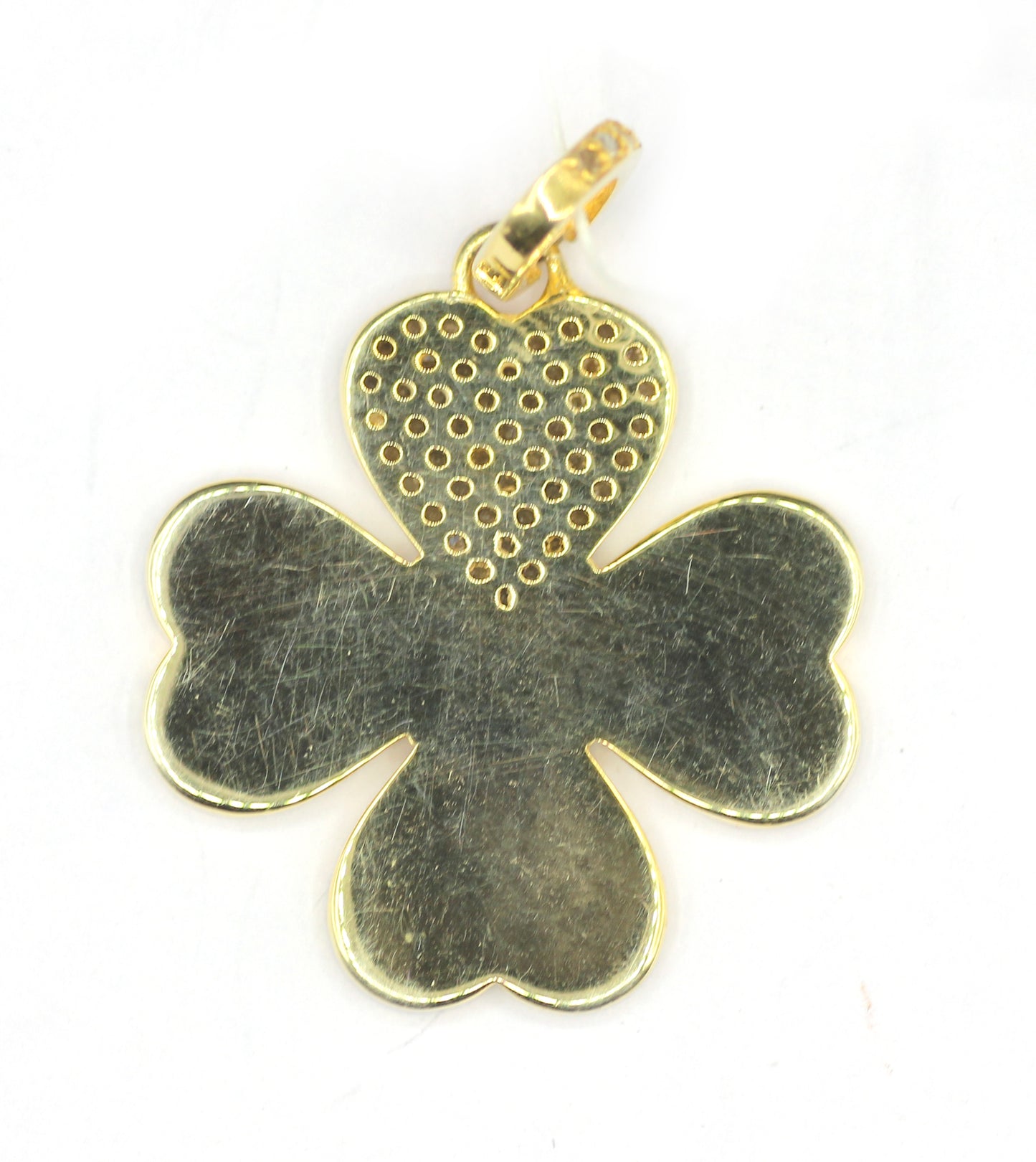 925 Sterling Silver Enamel Diamond Four-Leaf Clover Pendant