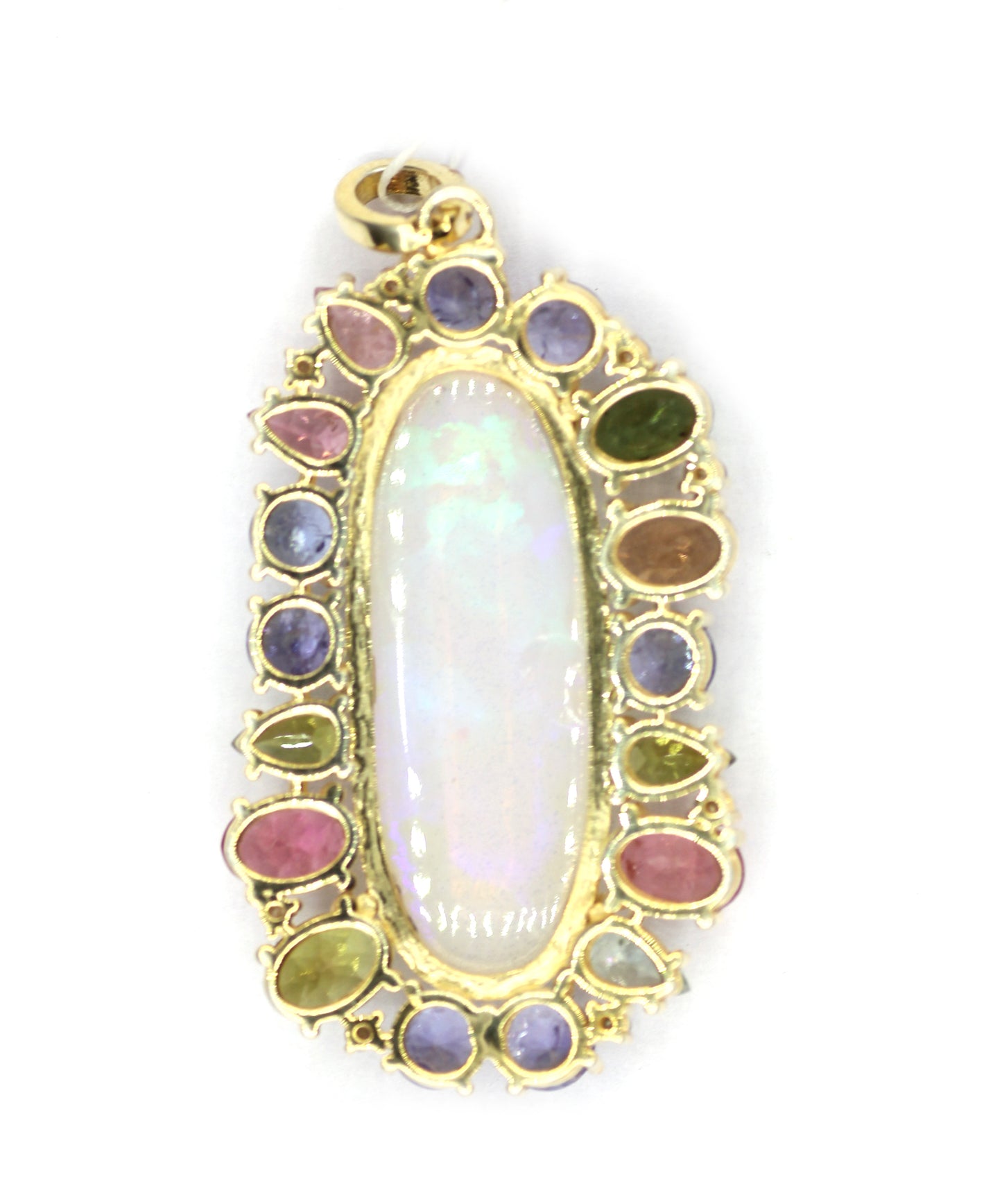 Ethiopian opal  Silver Diamond Pendant