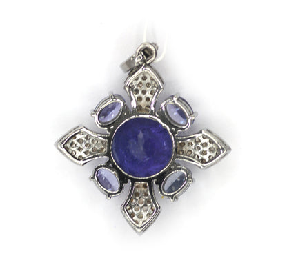 Tanzanite sterling silver Diamond pendant