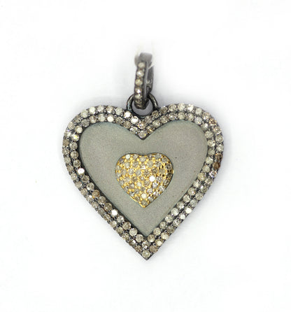 Heart Silver Pave Diamond Pendant