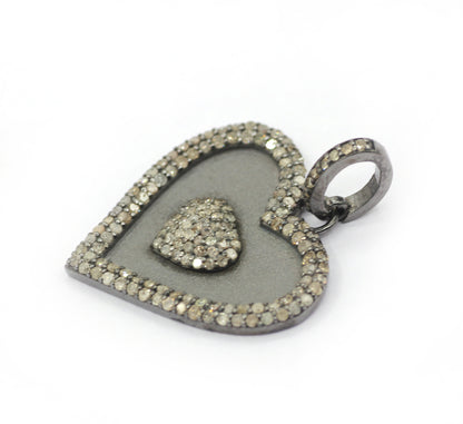 Heart Silver Pave Diamond Pendant
