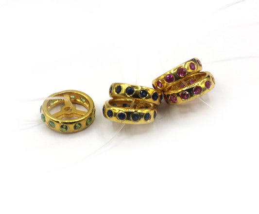 One Row Sapphire Spacer Beads.92.5 Silver Gold Plating Beads