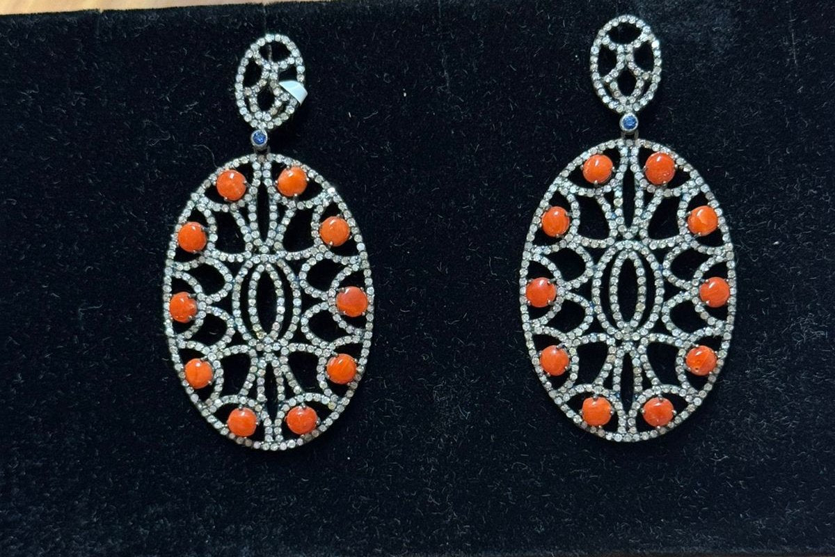 Coral Diamond Earings