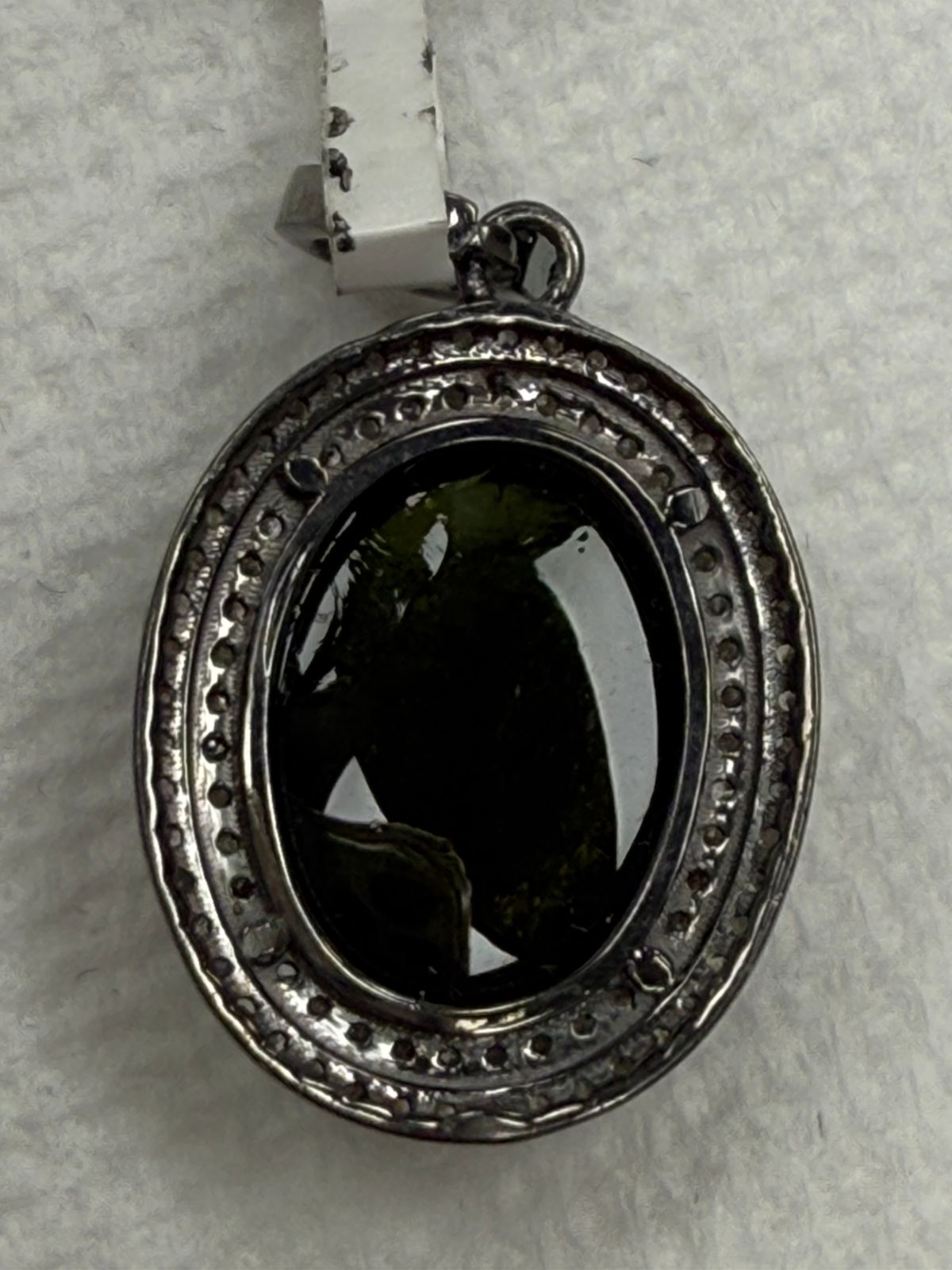Tourmaline  Stone Pave Diamond Pendant