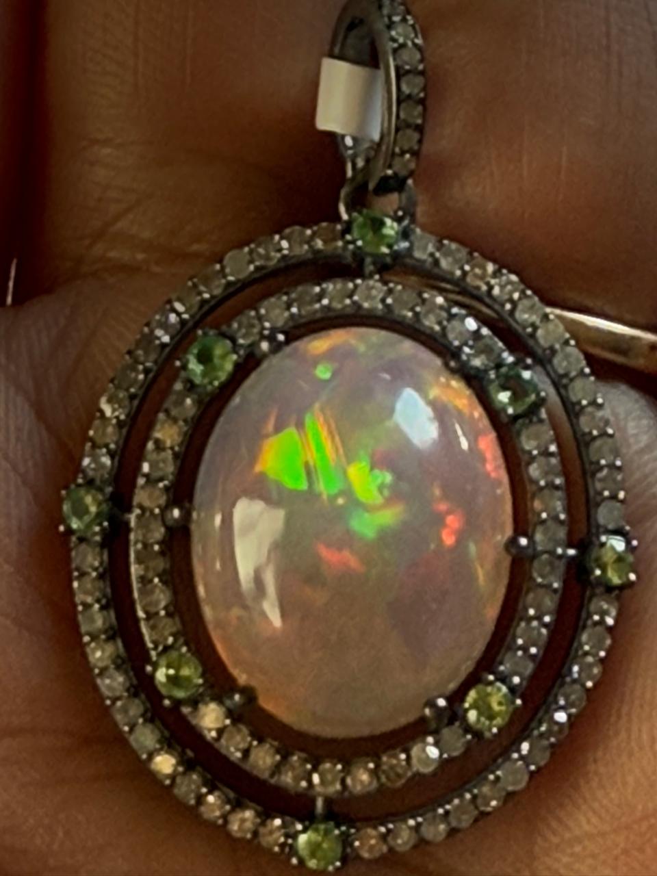 Opal Diamond Diamond Pendant