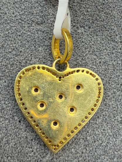 Heart Shape Silver Pave Diamond Pendant