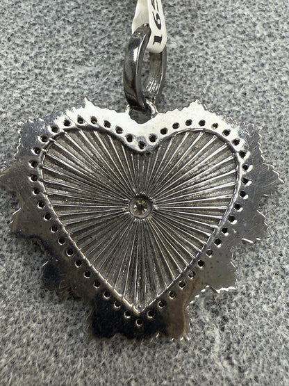Heart Shape Matte Silver Pave Diamond Pendant